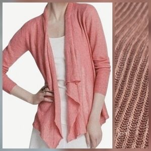 Eileen Fisher Draped Waterfall Linen Open Front Cardigan